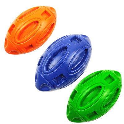 Rubber Squeaky Rugby Ball for Dogs