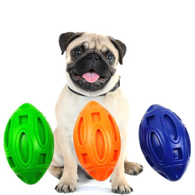 Rubber Squeaky Rugby Ball for Dogs