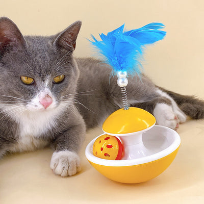 Ball and Feather Tumbler Toy for Cats