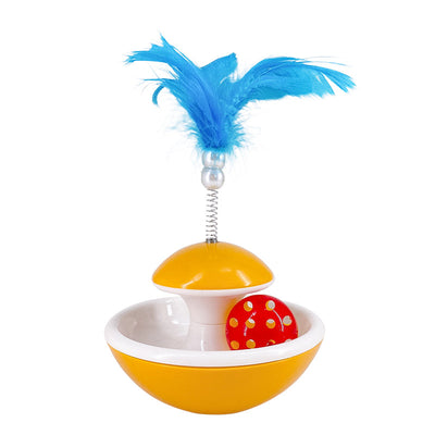 Ball and Feather Tumbler Toy for Cats