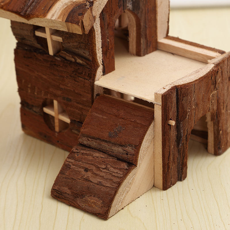 Wooden Villa with Balcony for Guinea Pigs and Hamsters