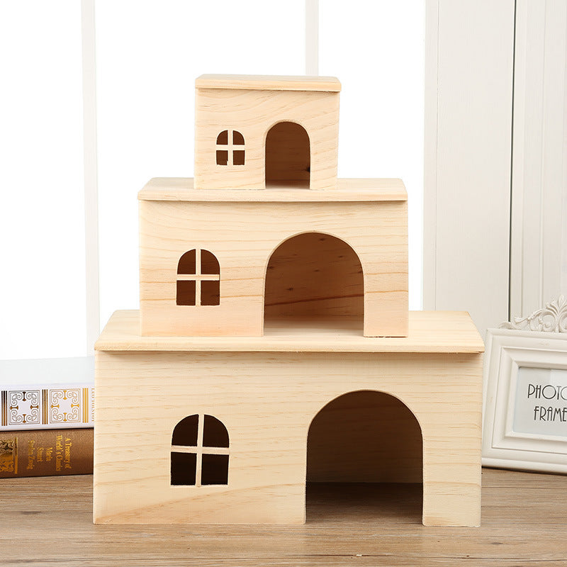 Natural Wooden House for Hamsters and Rodents