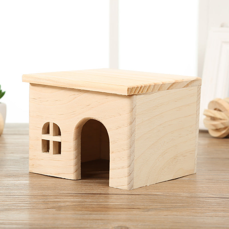 Maison en Bois Naturel pour Hamsters et Rongeurs