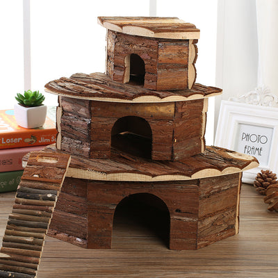 Wooden Cozy Cabin for Hamsters, Hedgehogs, and Guinea Pigs