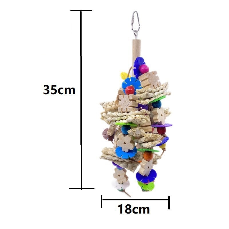 Wood and Rope Hanging Chew Toy for Birds