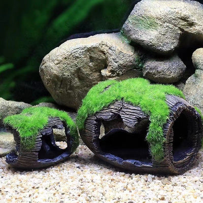 Mossy Barrel Decoration for Fish Tank