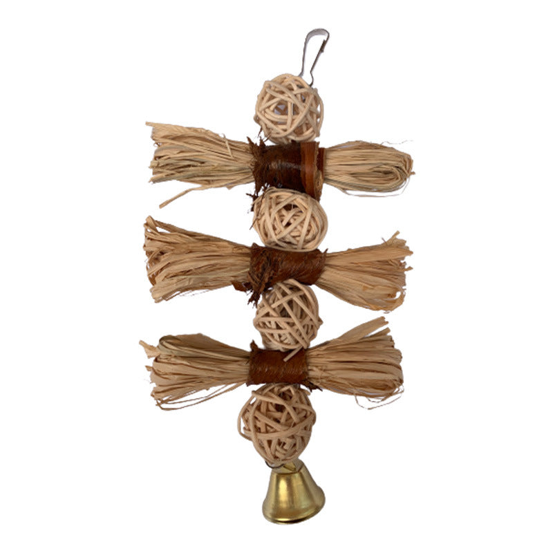 Rattan Hanging Toy with Bell for Birds