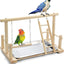 Holzständer mit Schaukel und Leiter für Vögel