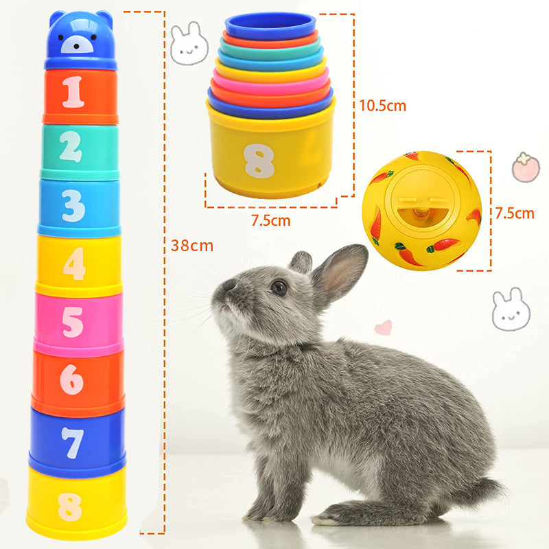 Plastic Stacking Cups and Treat Ball for Rabbits