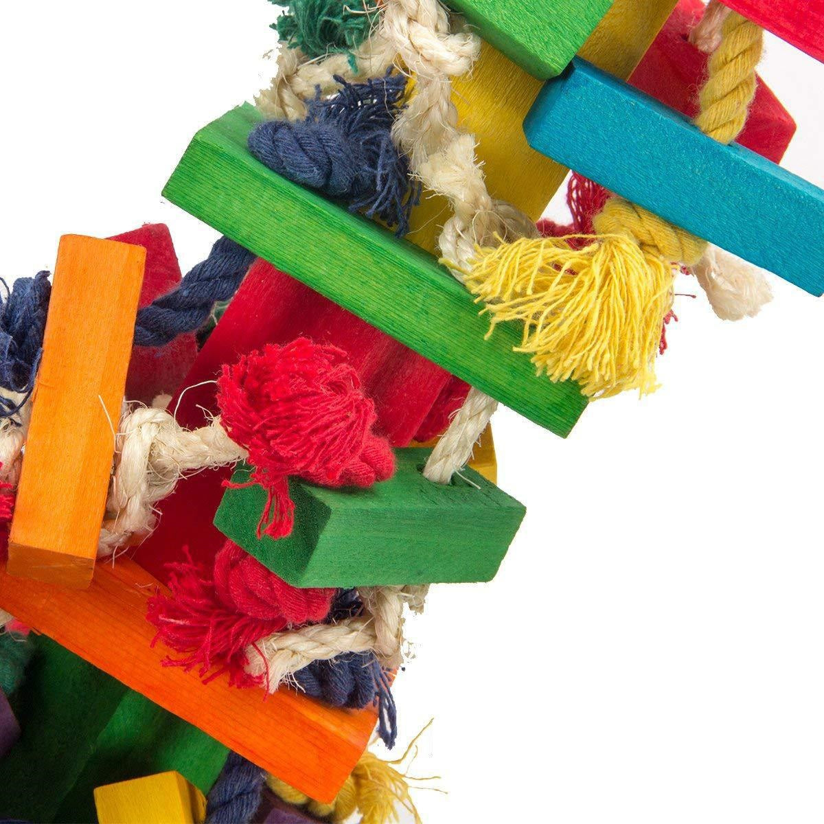 Colorful Rope and Wooden Block Toy for Parrots