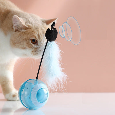 Jouet Balle Roulante Electronique avec Plume pour Chat