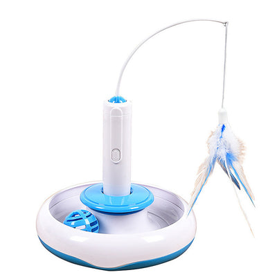 Spinning Feather and Ball Toy for Cats