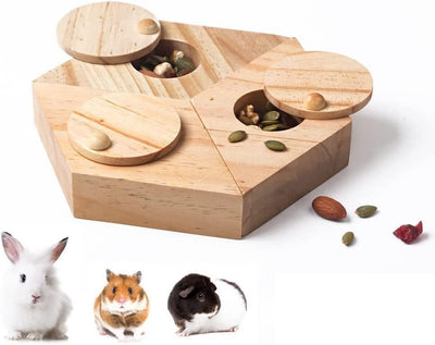 Casse-Tête Alimentaire en Bois pour Lapins, Hamsters et Chinchillas