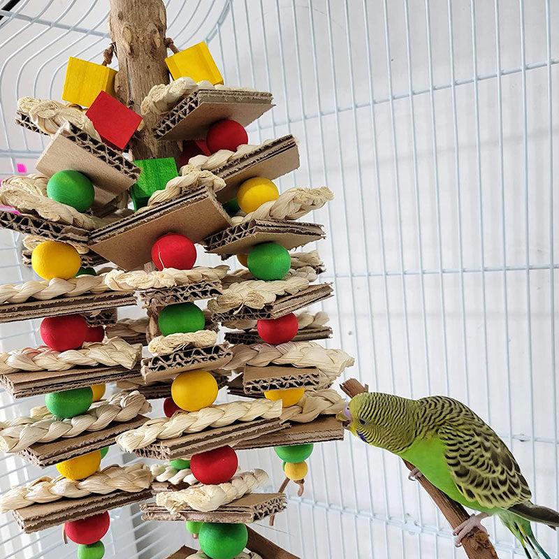 Jouet à Mâcher en Carton et en Bois pour Oiseau