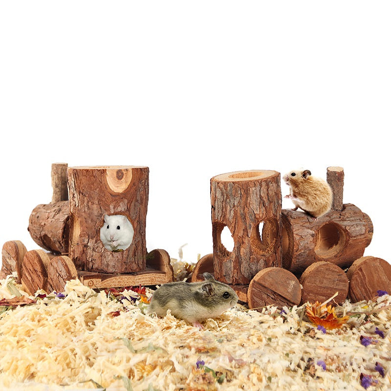 Wooden Train Toy for Hamsters and Mice