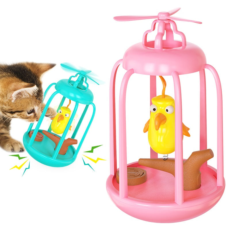 Wackelspielzeug mit Vogelkäfig und Windmühle für Katzen