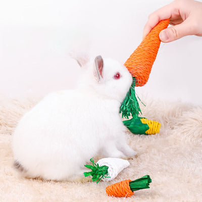 Jouet à Mâcher Carotte Tissée pour Lapins