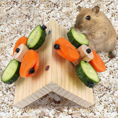 Wooden Feeder for Hamsters, Rabbits, and Small Animals