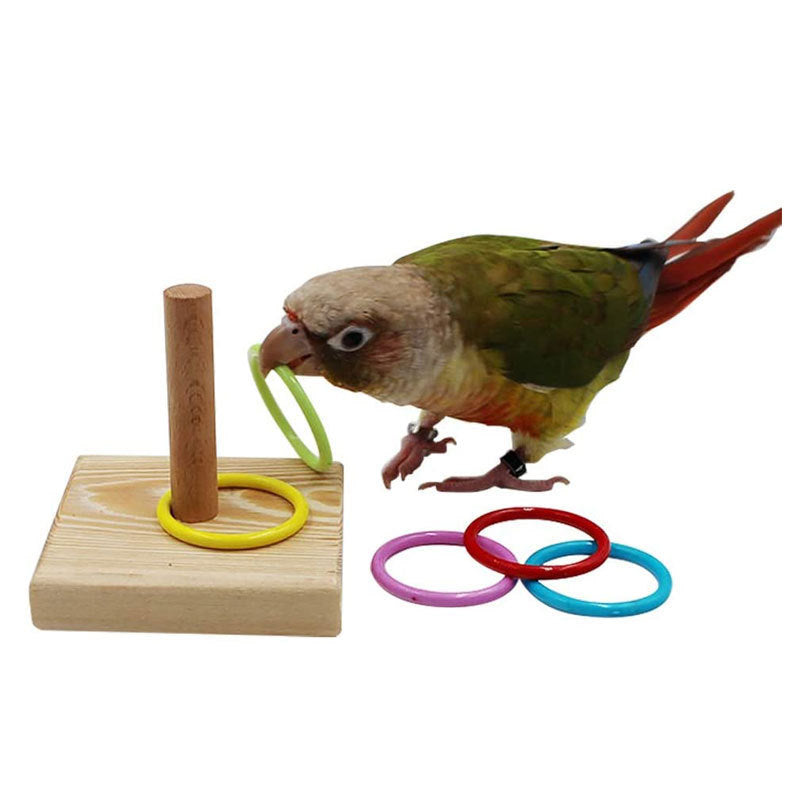 Wooden Stacking Ring Toy for Parrots