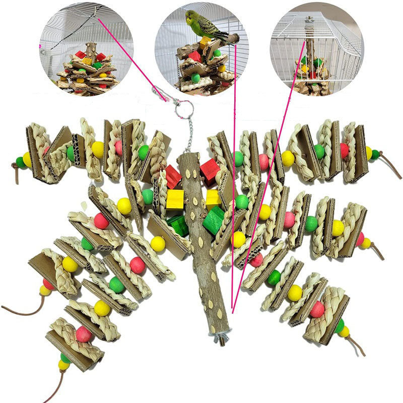 Jouet à Mâcher en Carton et en Bois pour Oiseau