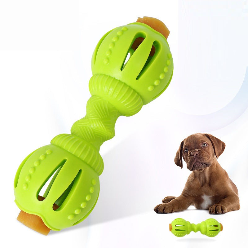 Rubber Dumbbell Food Puzzle Dog Toy