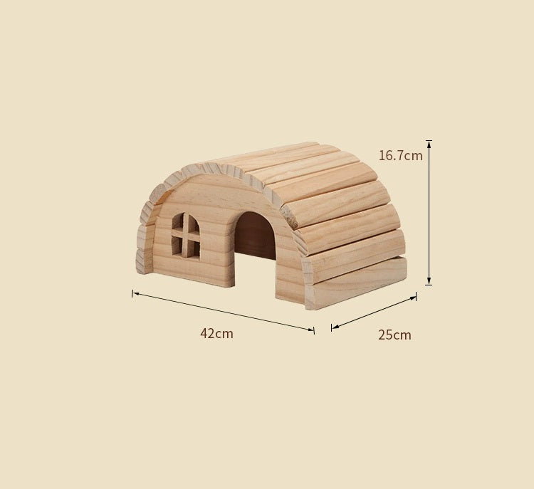 Wooden Circular House for Hamsters and Guinea Pigs